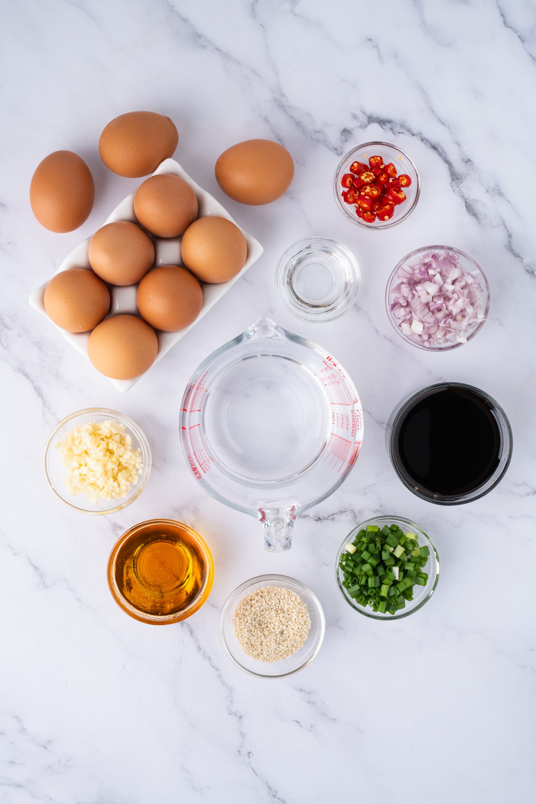 Ingredients to make Korean Marinated Eggs