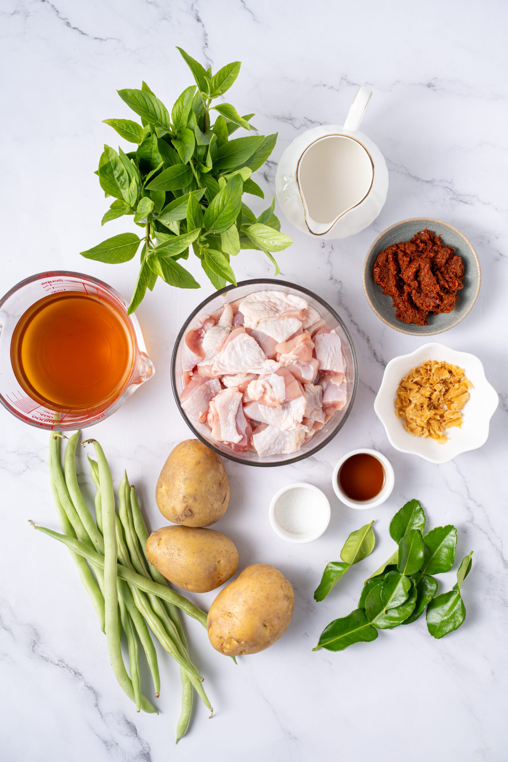 Ingredients of chicken panang curry