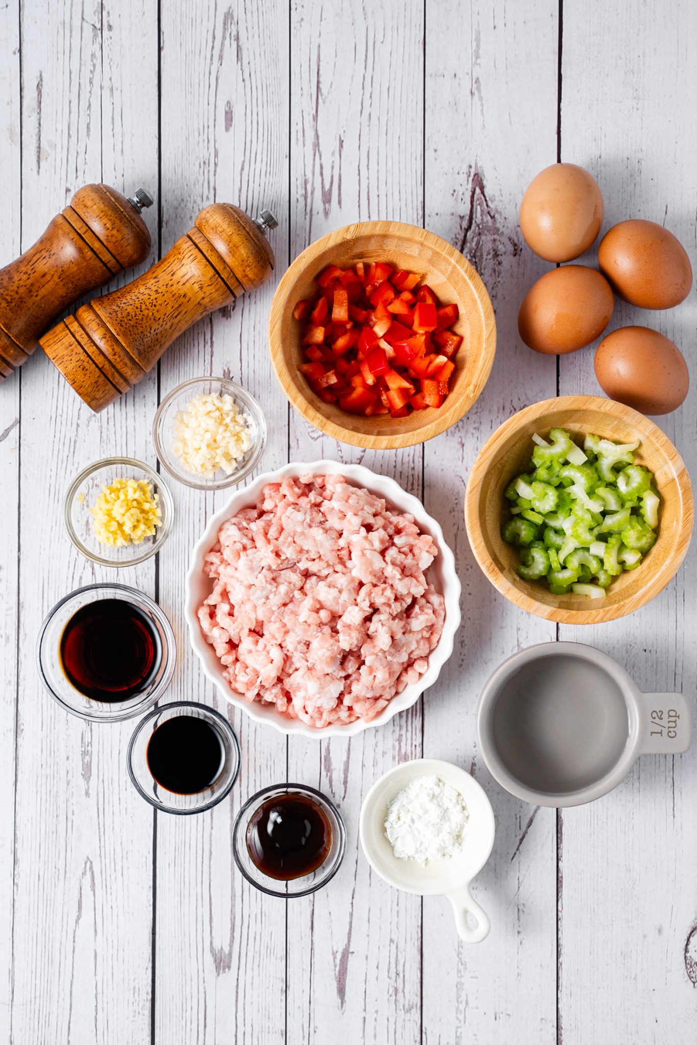 Ingredients for Minced Meat with Egg Rice Bowl